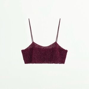 ZARA Burgundy Sequin Crop Top